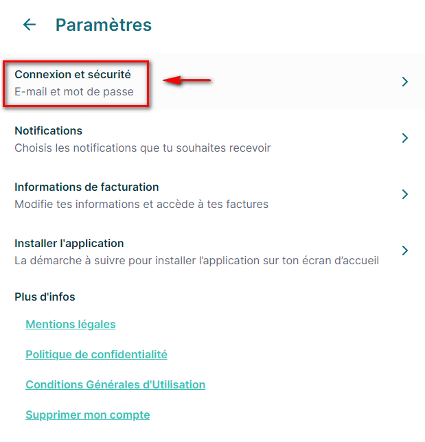 Changer identifiant ou mot de passe